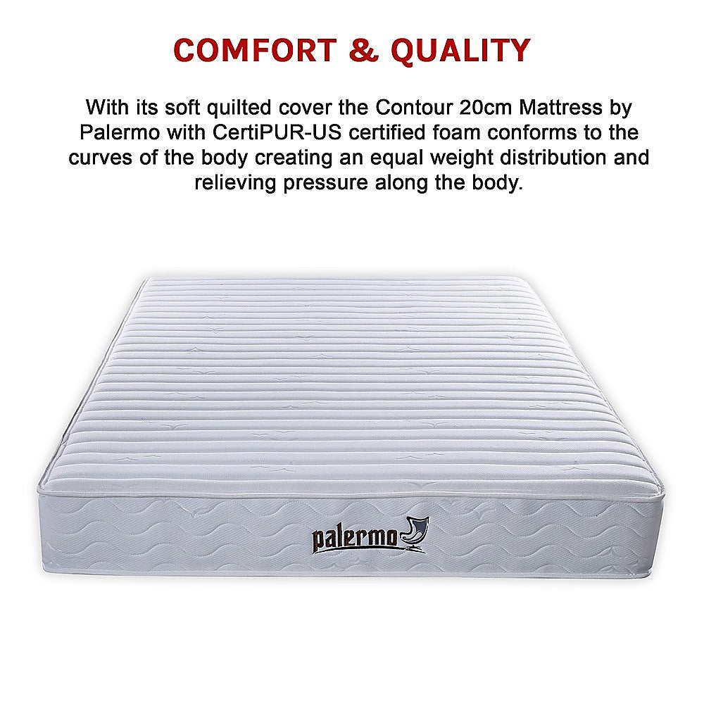 Contour 20Cm Encased Coil King Mattress Certipur-Us Certified Foam