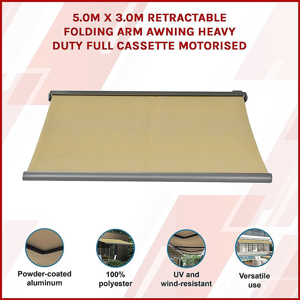 Modern Heavy-Duty Retractable Awning - Full Cassette Motorised