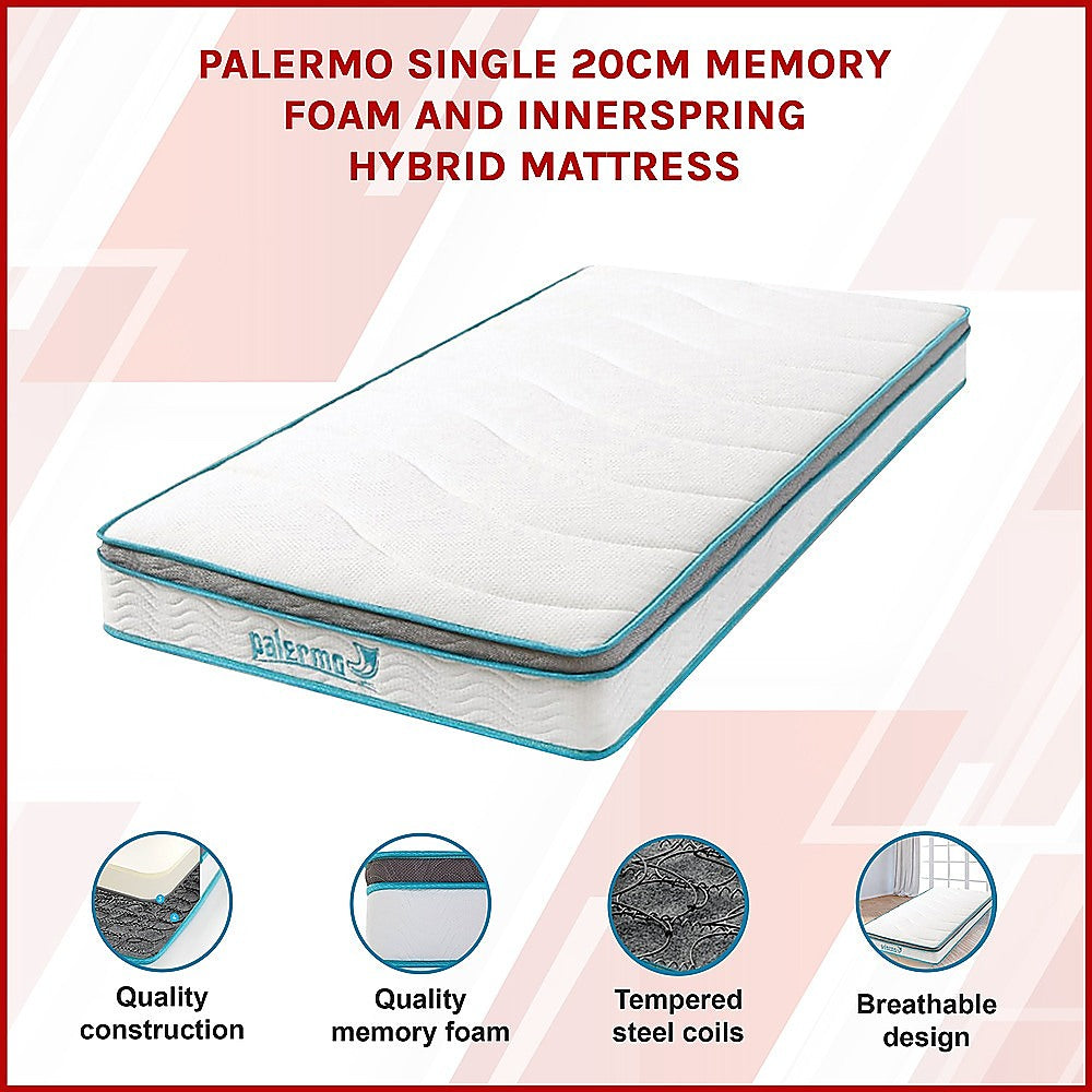 Single 20Cm Memory Foam And Innerspring Hybrid Mattress