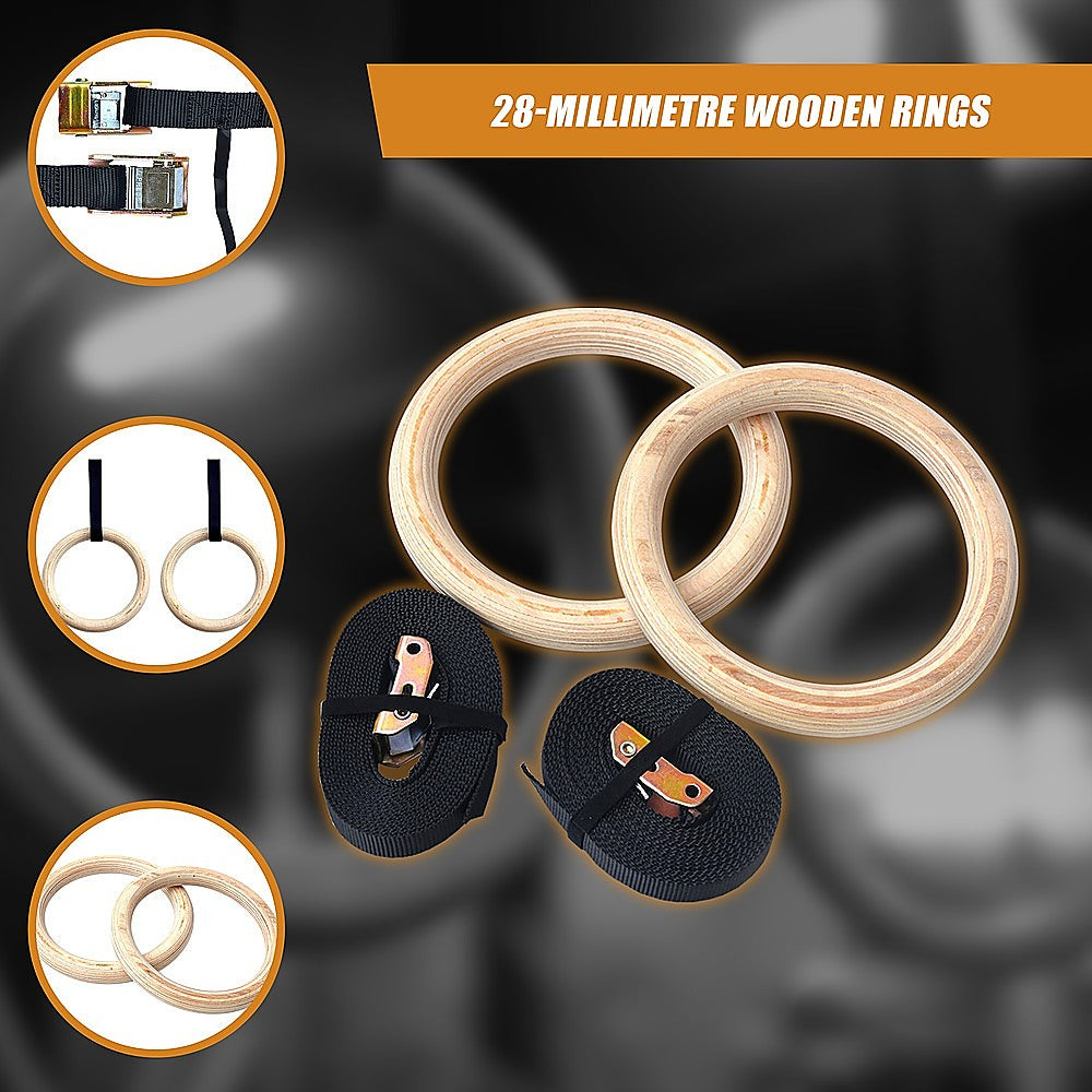 Wooden Gymnastic Rings Olympic Gym Strength Training