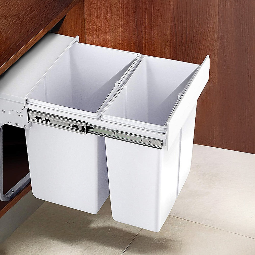 Kitchen Dual Slide Bin 10L+20L Garbage Rubbish Waste