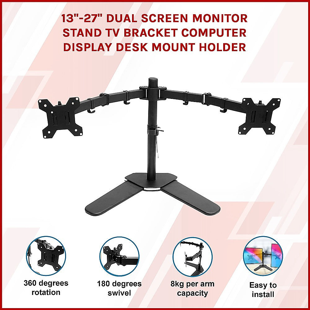 Dual Monitor Stand - 13"-27" Desk Mount