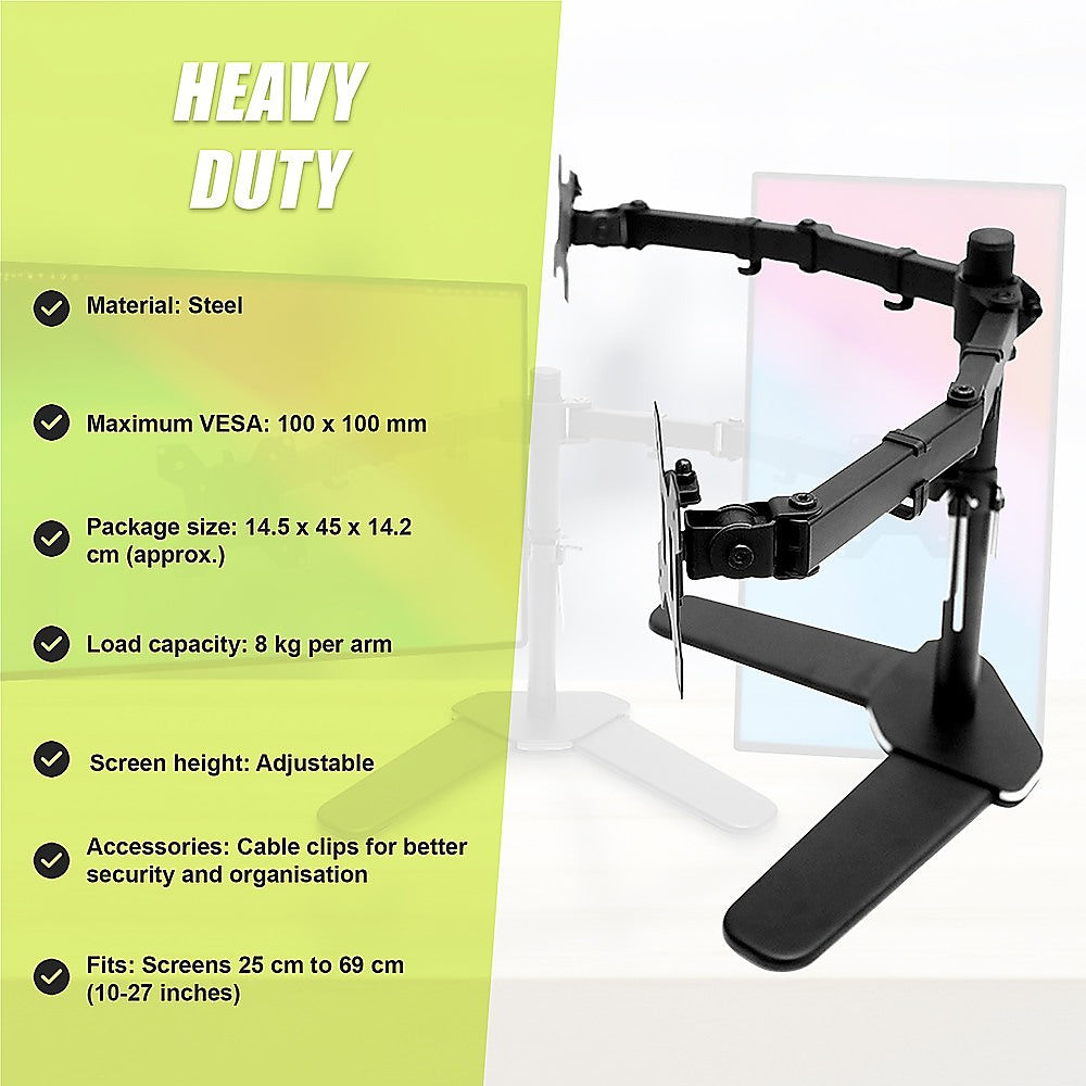 Dual Monitor Stand - 13"-27" Desk Mount