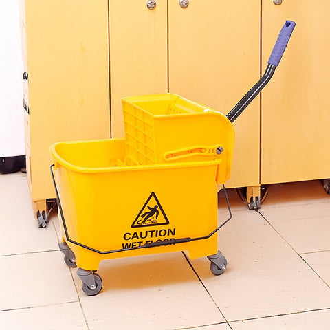 20L Deluxe Mop Wringer Bucket Side Press Janitor Commercial Cleaning