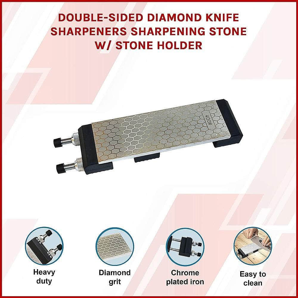 Double-Sided Diamond Knife Sharpeners Sharpening Stone W/ Stone Holder