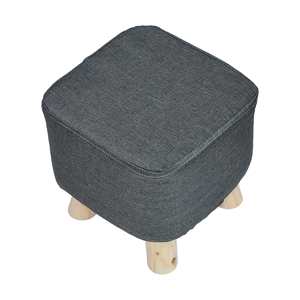 Fabric Ottoman Foot Stool Rest Pouffe Squircle Footstool- Charcoal/ Grey