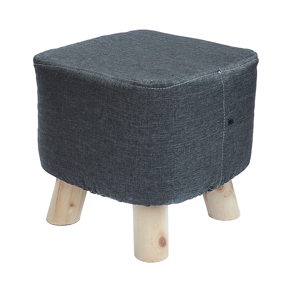 Fabric Ottoman Foot Stool Rest Pouffe Squircle Footstool- Charcoal/ Grey