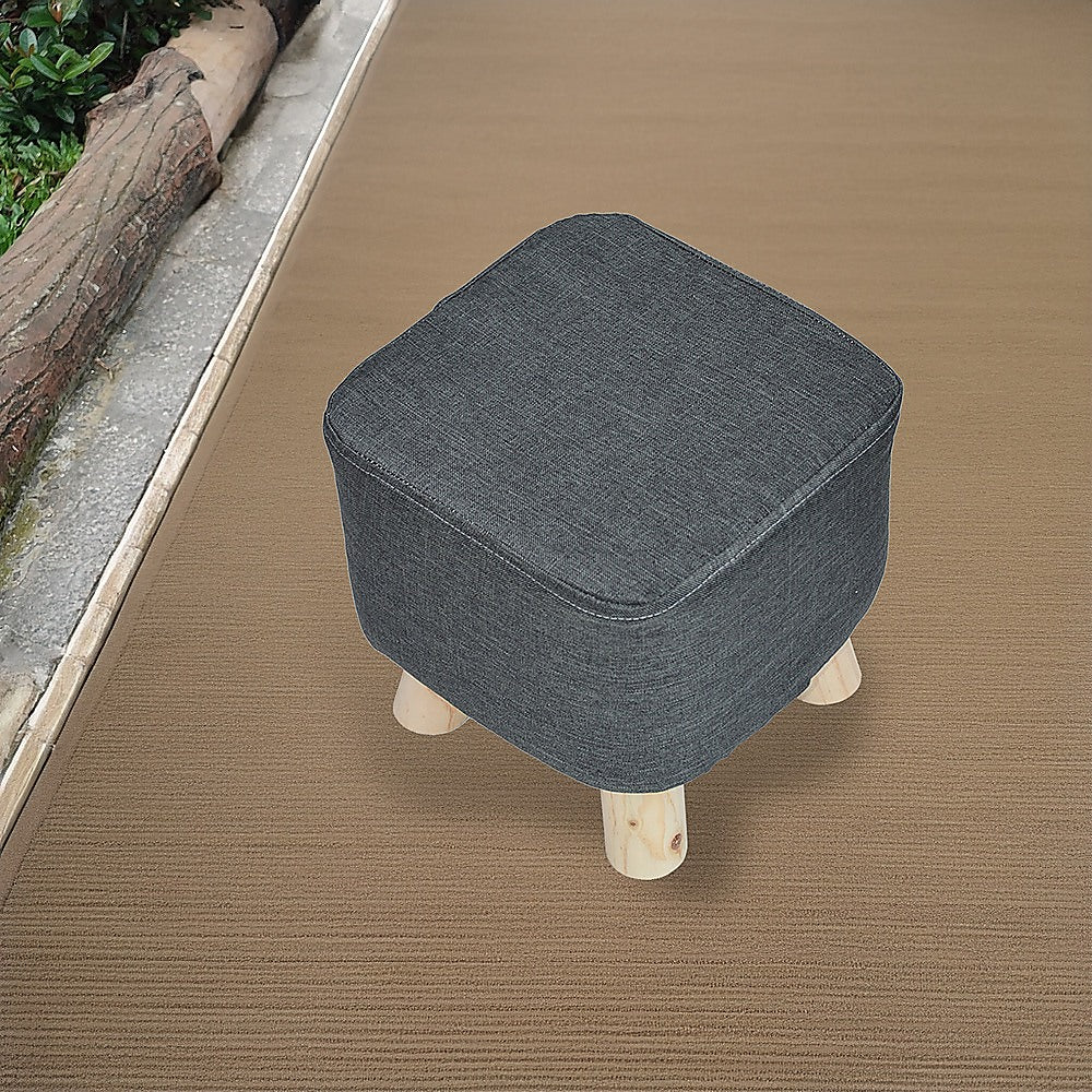 Fabric Ottoman Foot Stool Rest Pouffe Squircle Footstool- Charcoal/ Grey