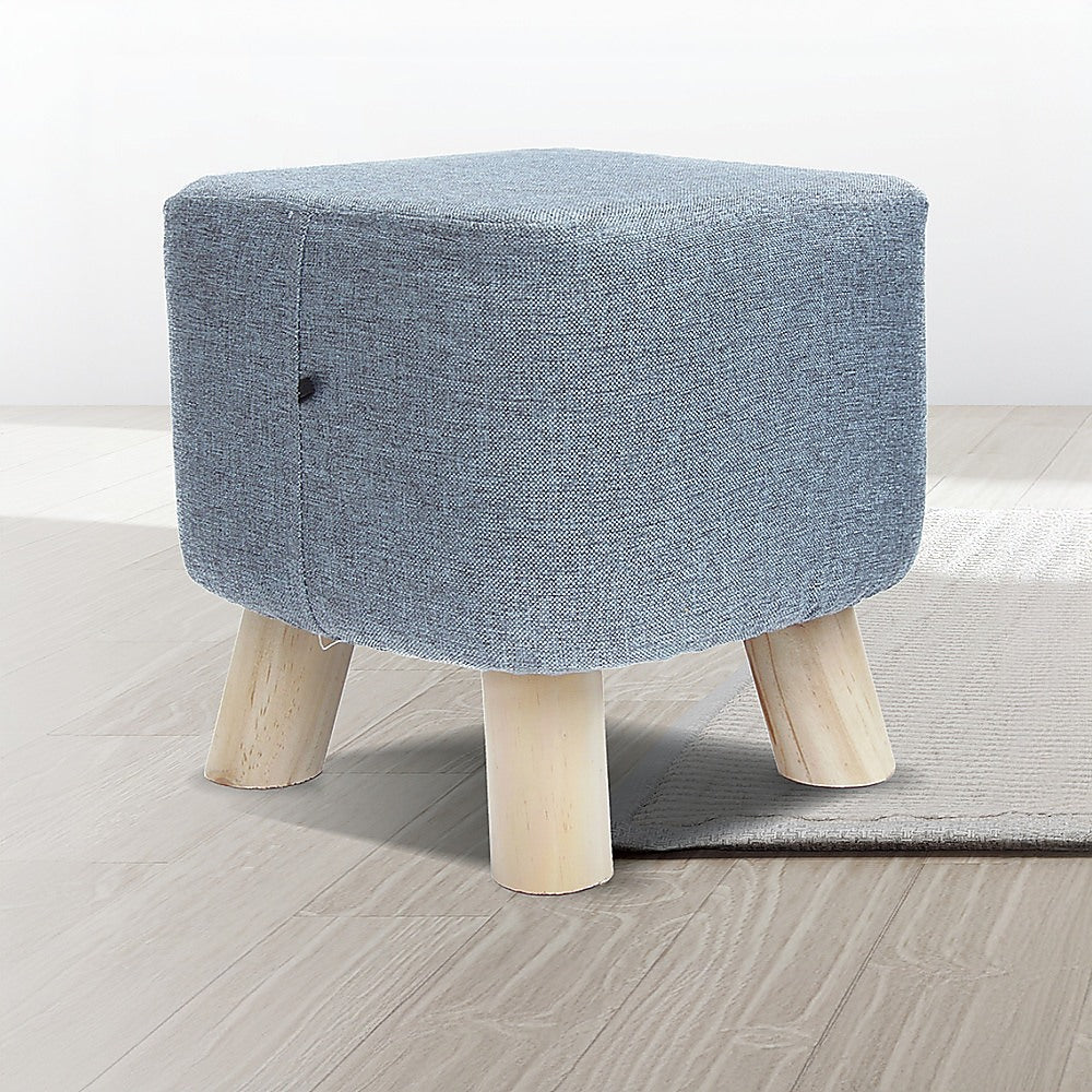 Fabric Ottoman Foot Stool Rest Pouffe Squircle Footstool- Charcoal/ Grey