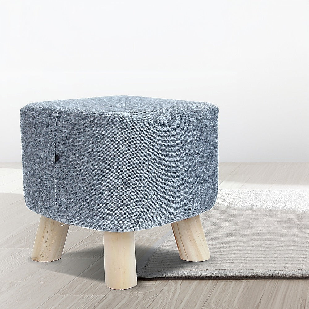 Fabric Ottoman Foot Stool Rest Pouffe Squircle Footstool- Charcoal/ Grey