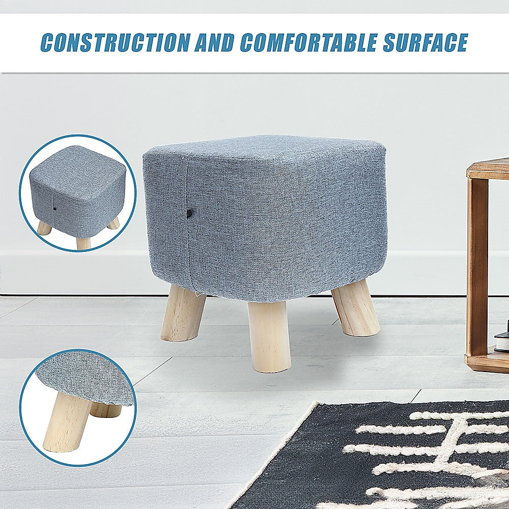 Fabric Ottoman Foot Stool Rest Pouffe Squircle Footstool- Charcoal/ Grey