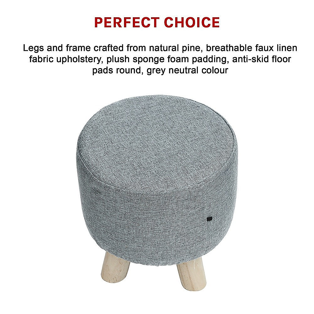 Fabric Ottoman Foot Stool With Wood Storage