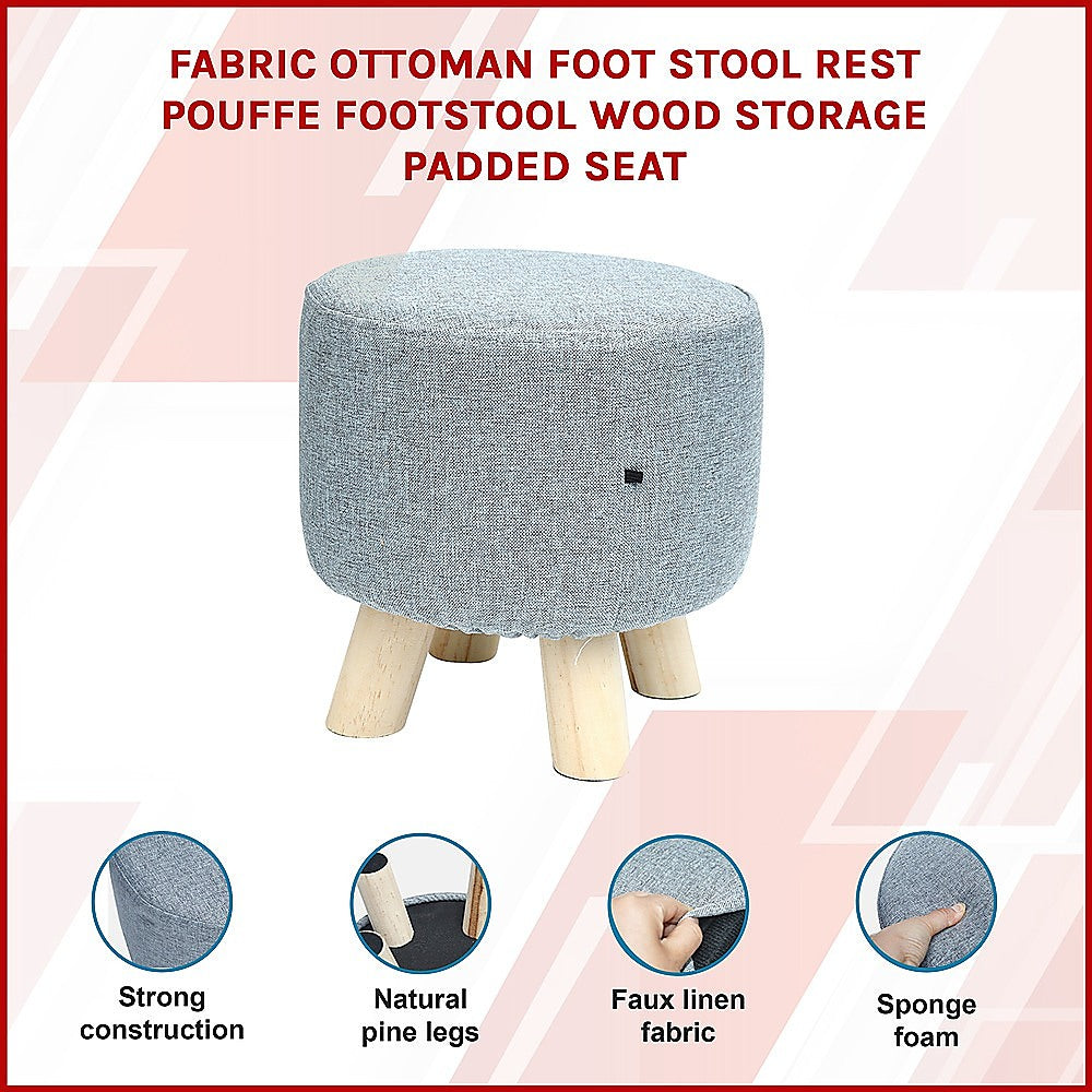 Fabric Ottoman Foot Stool With Wood Storage