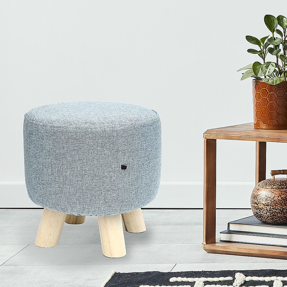 Fabric Ottoman Foot Stool With Wood Storage