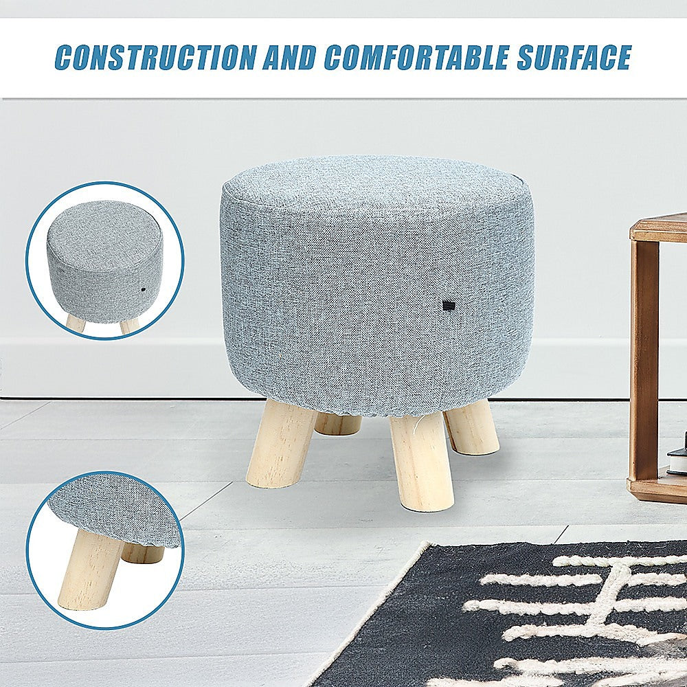 Fabric Ottoman Foot Stool With Wood Storage