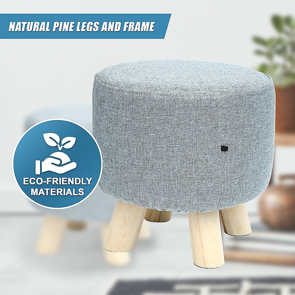 Fabric Ottoman Foot Stool With Wood Storage