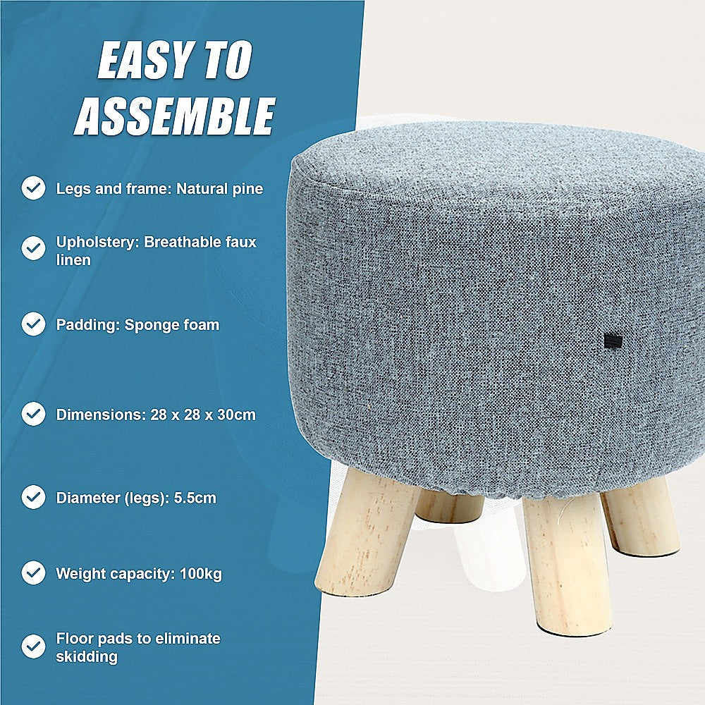 Fabric Ottoman Foot Stool With Wood Storage