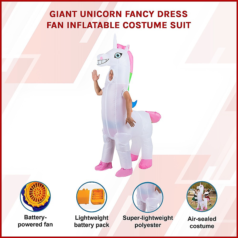 Giant Unicorn Fancy Dress Fan Inflatable Costume Suit