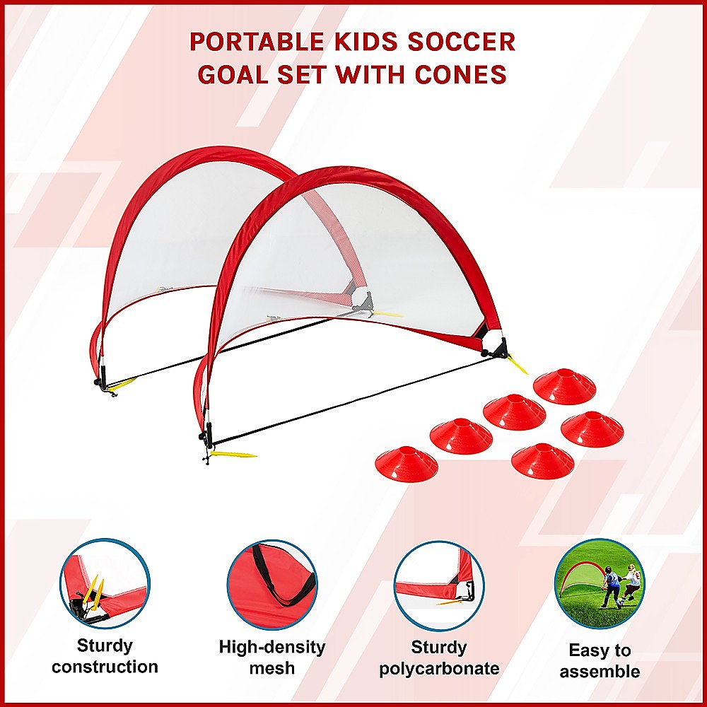 Portable Kids Soccer Goal Set with Cones