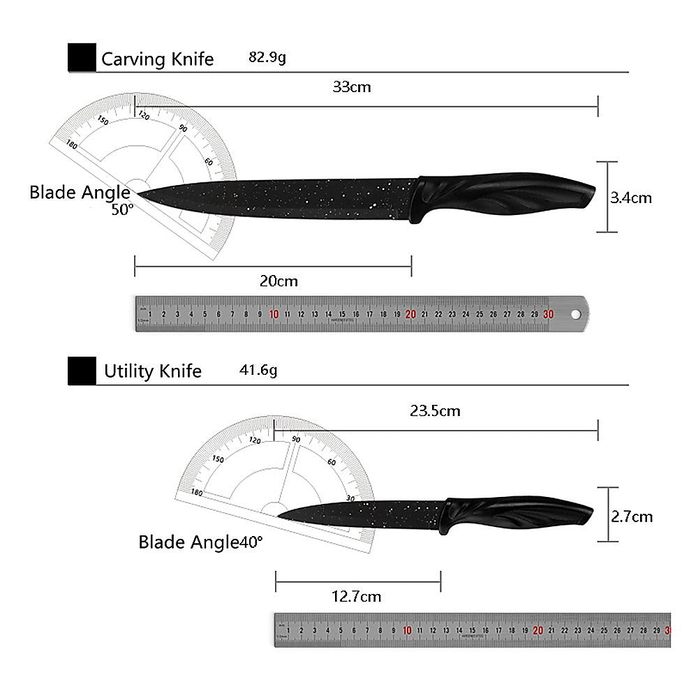 Kitchen 17 Pc Knife Set W/ Block & Sharpener Chef Bread Steak Knives