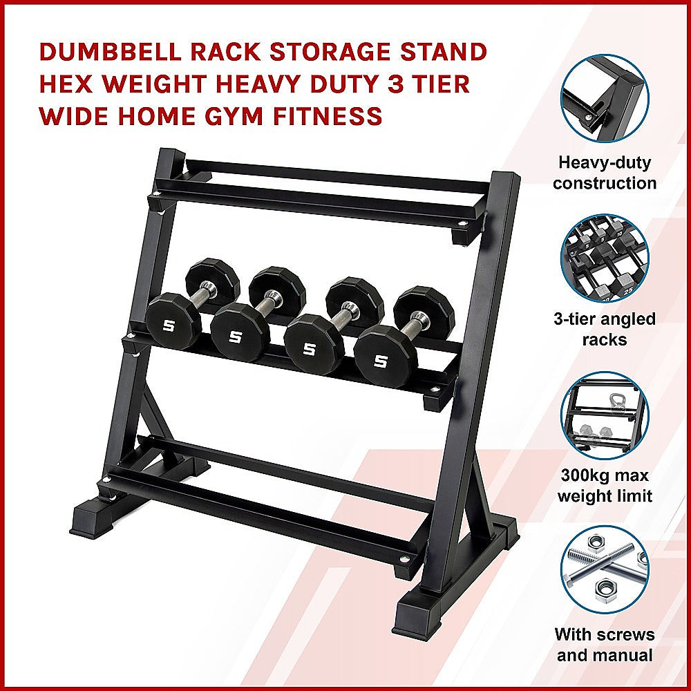 Dumbbell Rack Heavy Duty 3-Tier Home Gym Fitness Stand