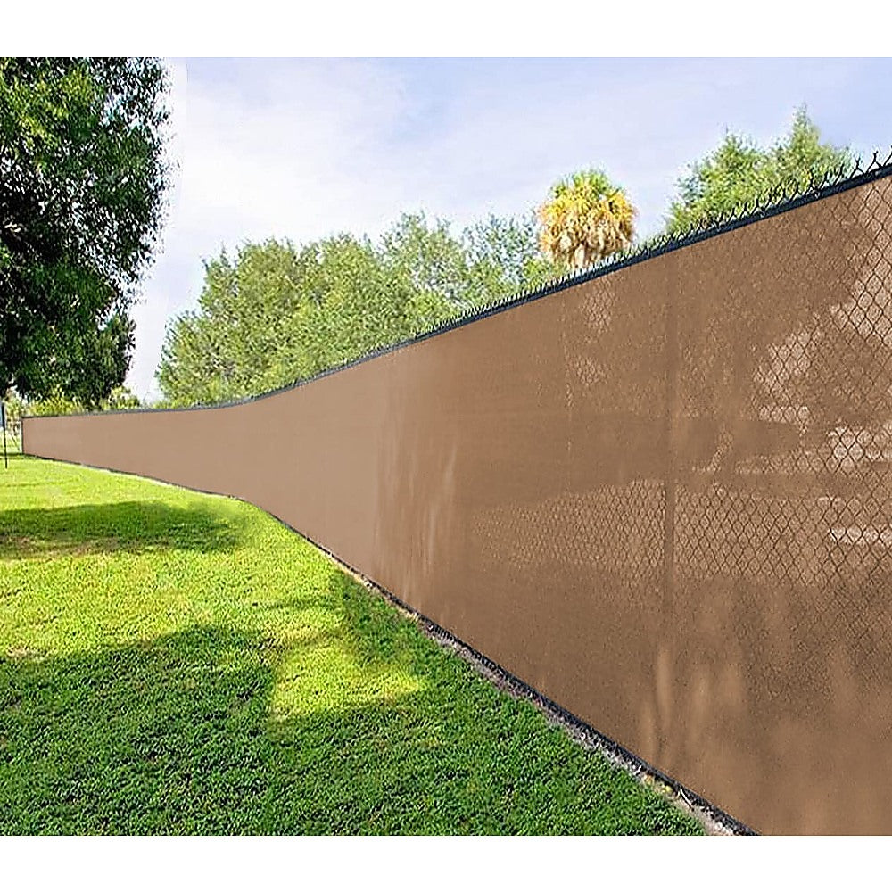 20m x 2m Fence Windscreen Privacy Screen Shade Cover Coffee Fabric Mesh Garden