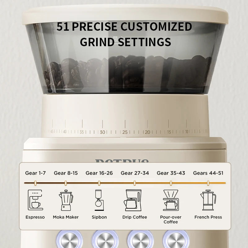 Electric Coffee Bean Grinder - 51 Settings