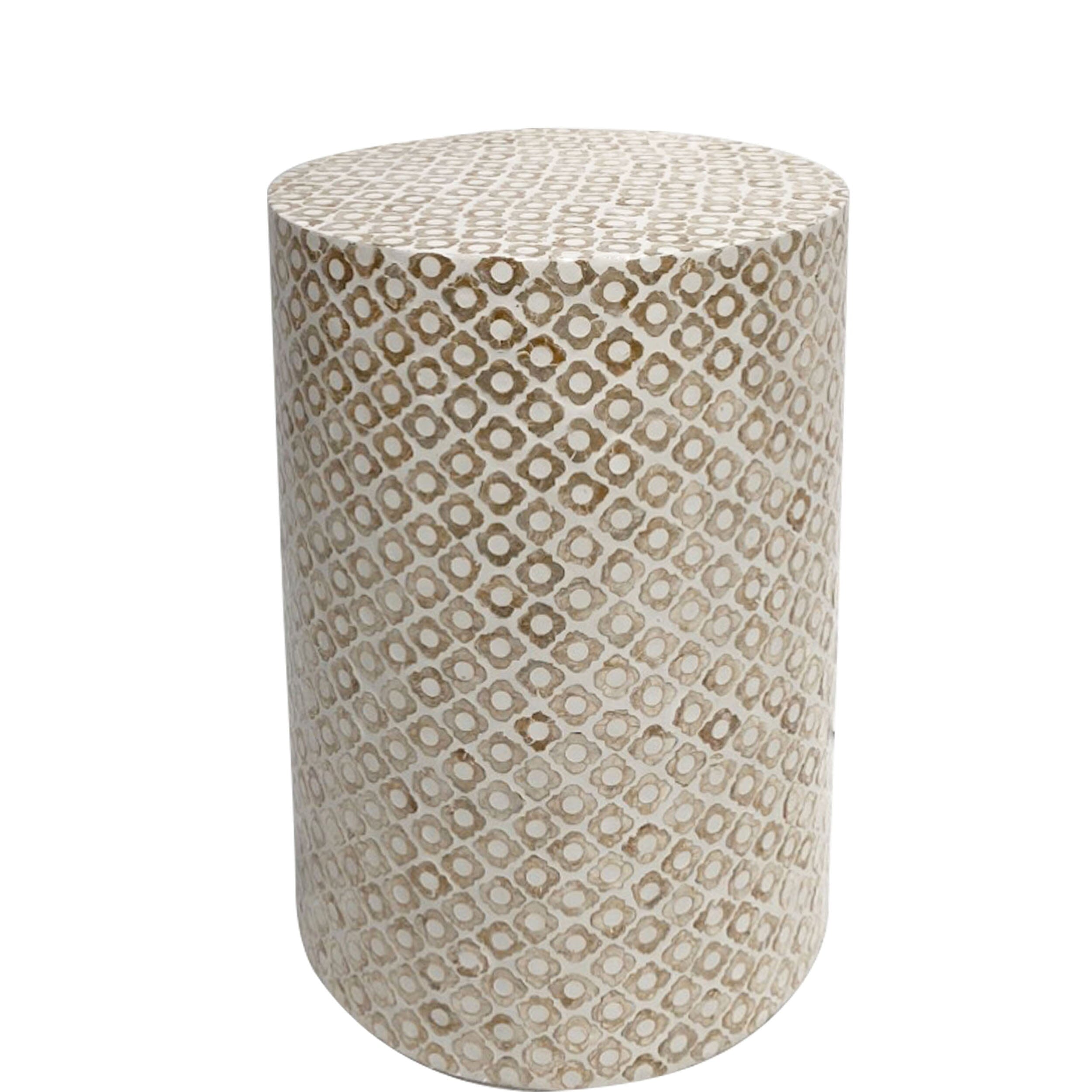 Goldie Circular Mother Of Pearl Stool/Side Table