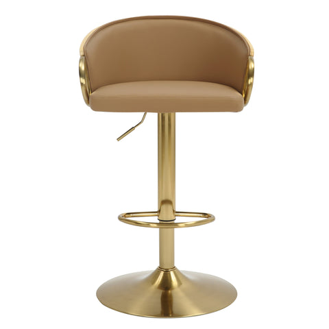 Gold Gas Lift Bar Stool Adjustable Height