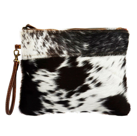 Everyday Cowhide Zip Clutch Bag