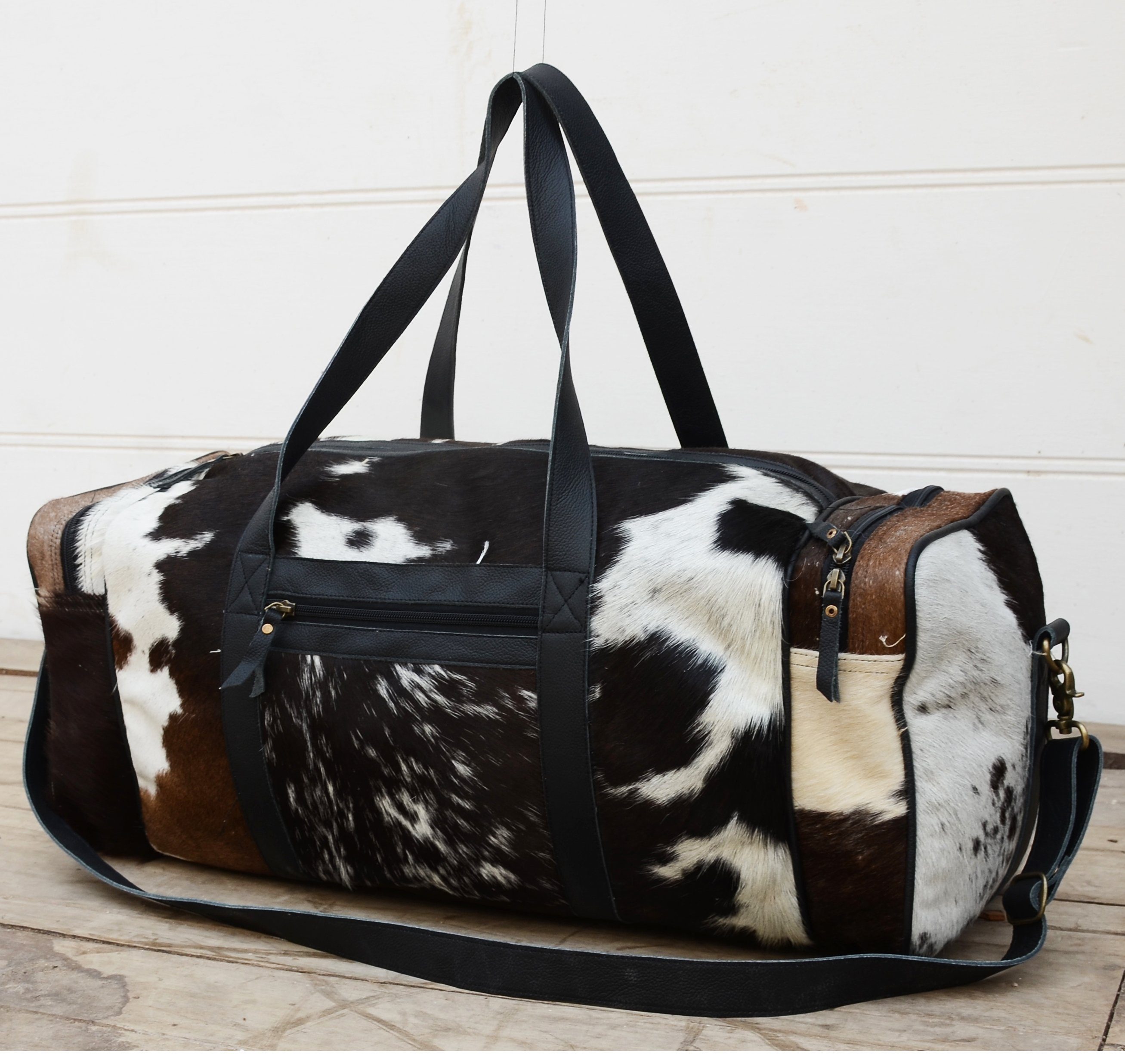 Cowhide Patch Overnight Bag