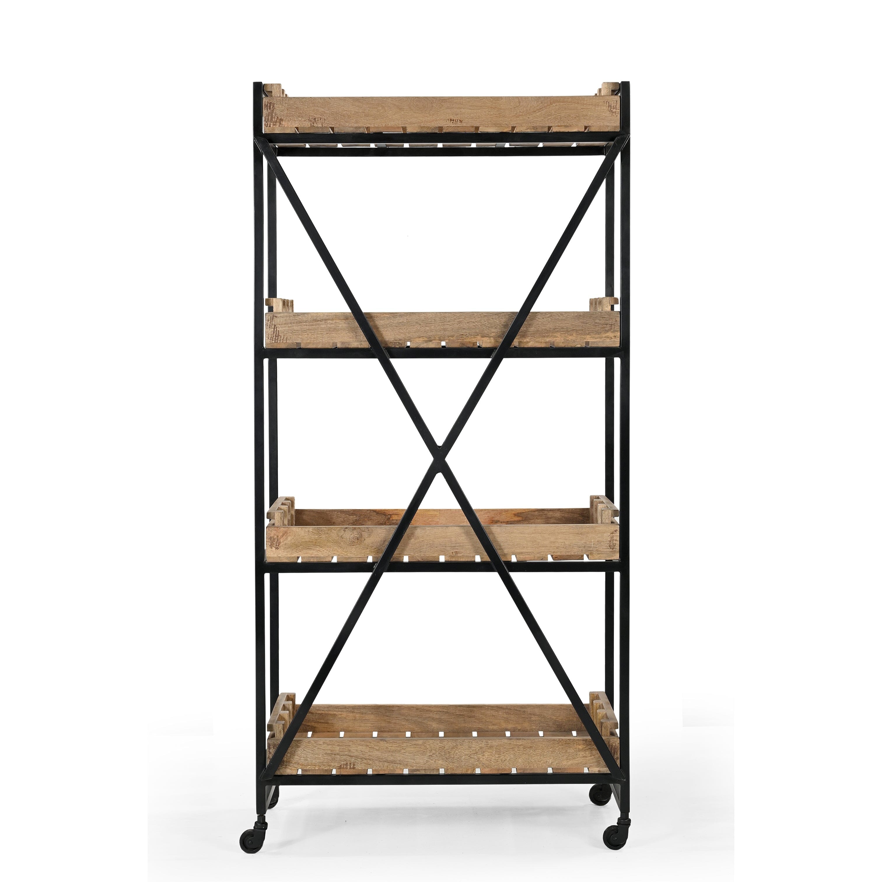 Industrial Bistrot De France Bookcase On Wheels