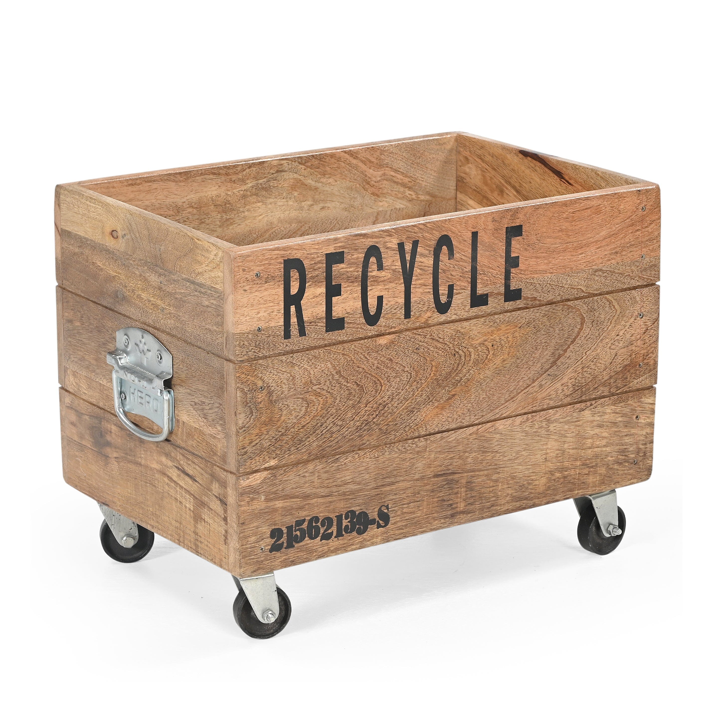 Industrial Recycle Basket On Cast Iron Wheels