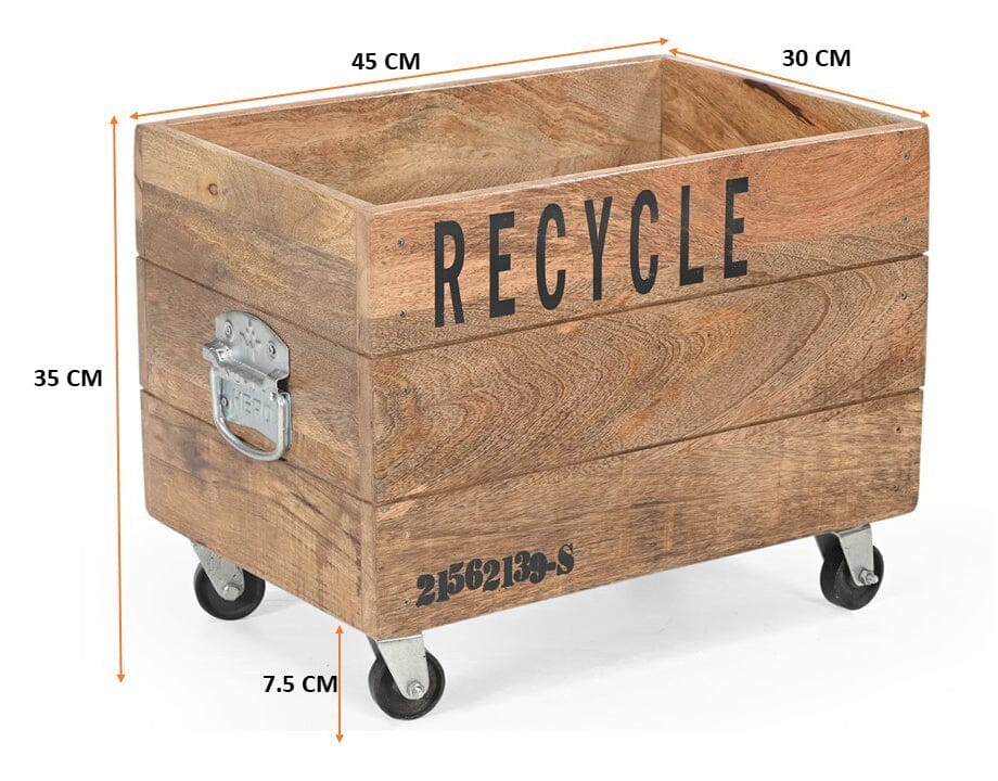 Industrial Recycle Basket On Cast Iron Wheels