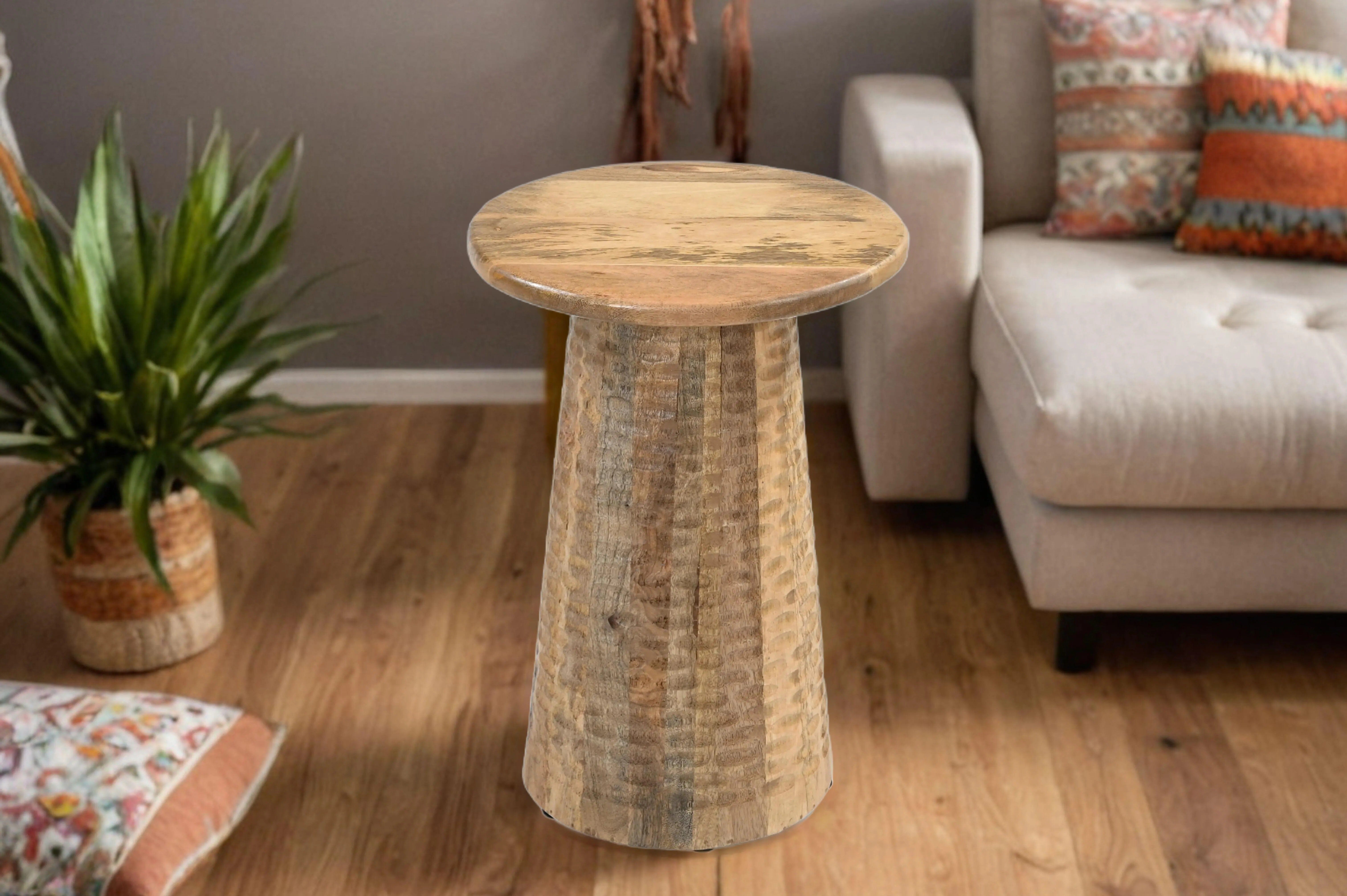 Hammered Hand Crafted Hardwood Side Table