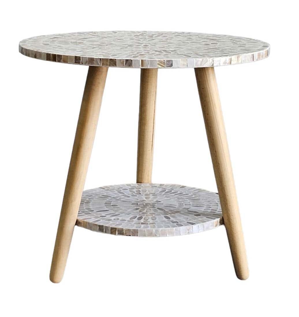 Mother Of Pearl Mosaic Harmony Tw0-Tiered Side Table