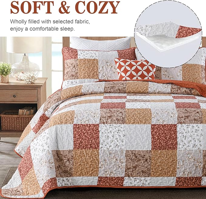 Queen Size Checkered Bedspread Set Vibrant Retro Pattern