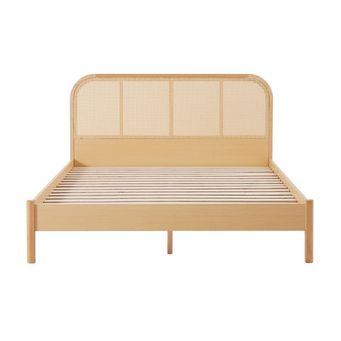 Neutral wood tones Bed Frame with Curved Bedhead - D/Q/K