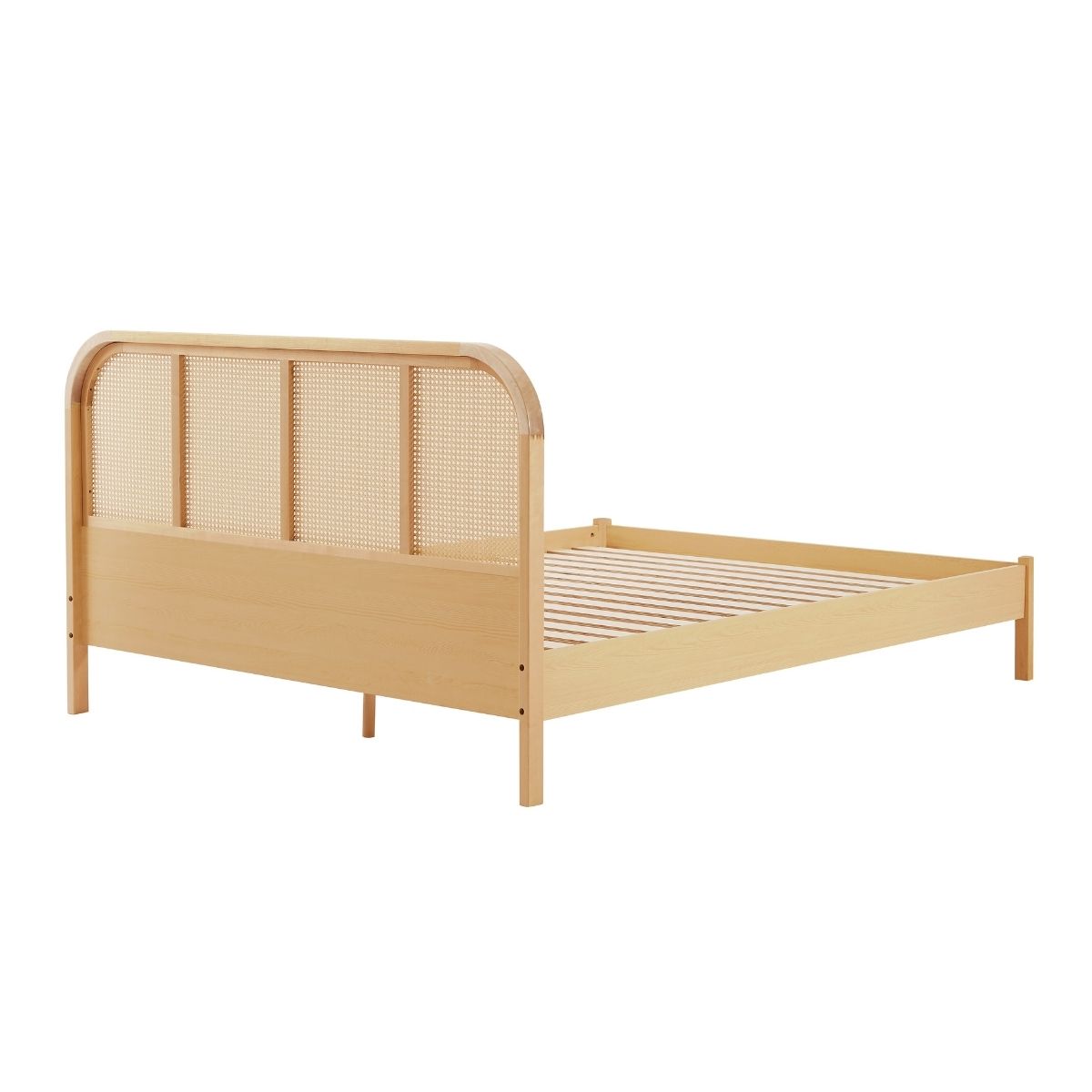 Neutral wood tones Bed Frame with Curved Bedhead - D/Q/K