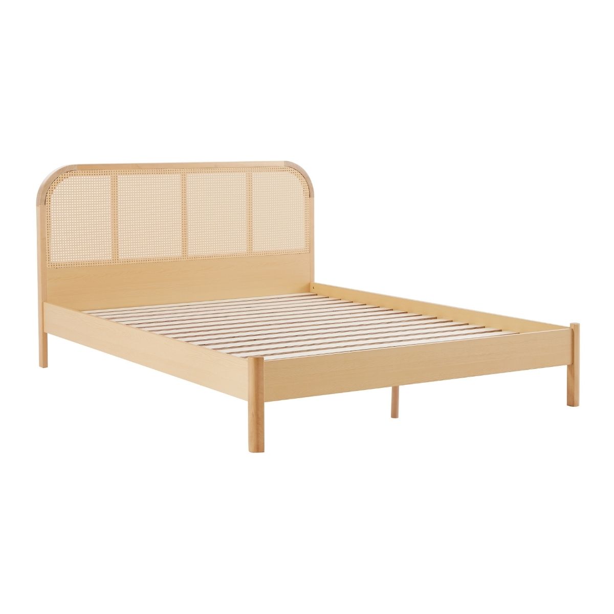 Neutral wood tones Bed Frame with Curved Bedhead - D/Q/K