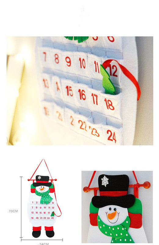 Snowman Advent Calendar - Wall Hanging Felt Countdown For Kids