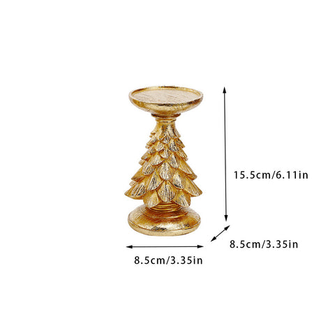 Tall Gold Tree Candle Holder - Elegant Resin Stand, 15.5Cm