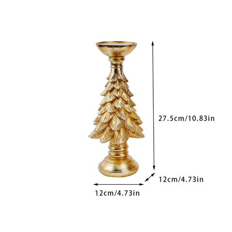 Large Gold Tree Candle Holder - Elegant Resin Stand, 27.5Cm