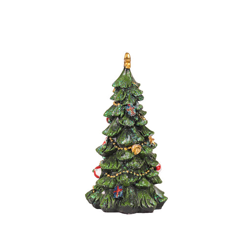 Christmas Tree Figurine - Festive Resin Decor With Ornaments, 17Cm