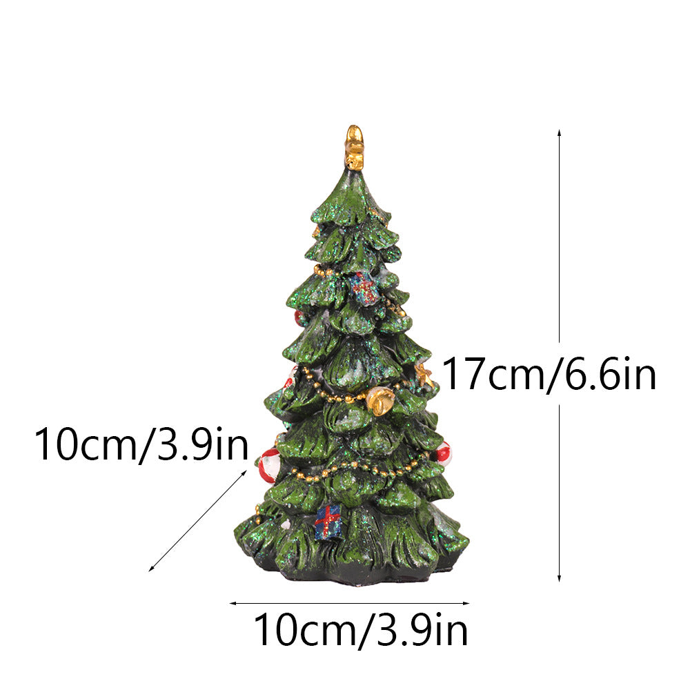 Christmas Tree Figurine - Festive Resin Decor With Ornaments, 17Cm