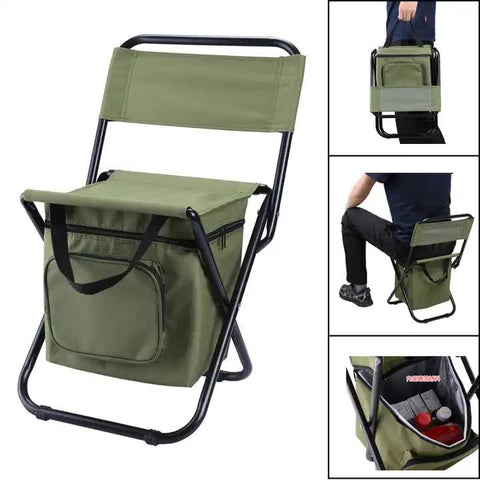 Green Portable 3-in-1 Folding Camping Chair with Storage Bag