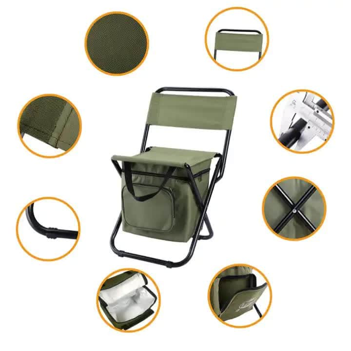 Green Portable 3-in-1 Folding Camping Chair with Storage Bag