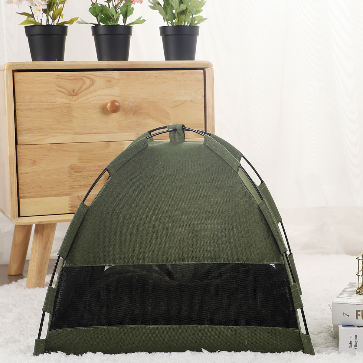  Gray Foldable Breathable Summer Pet Tent with Cooling Mat