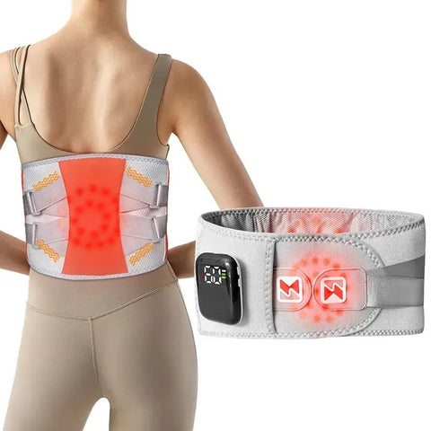 Grey And Orange Wireless Heated Waist Massager with Lumbar Support