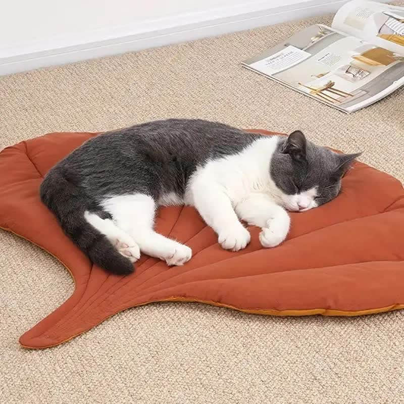 6 Pcs Yellow Leaf-Shaped Pet Sleeping Mat - Durable Dog Floor Pad & Cat Bed